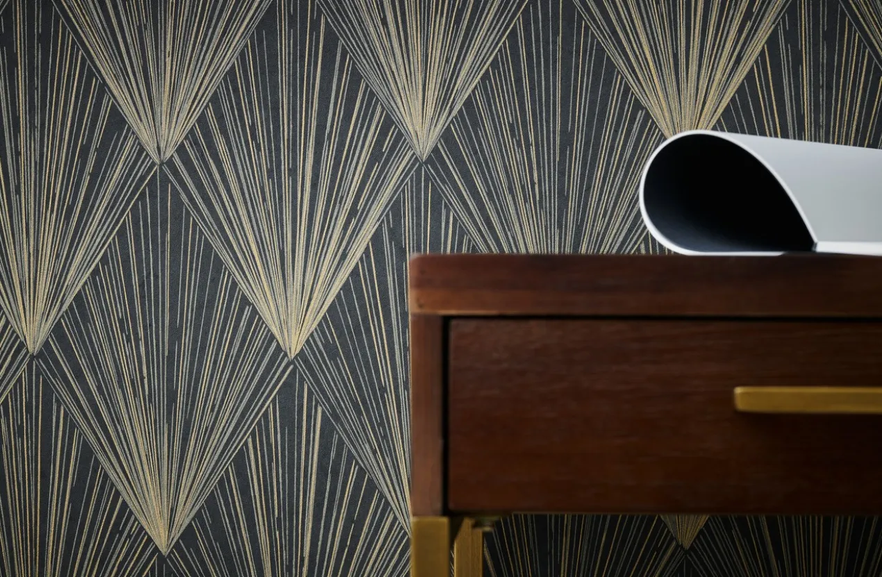 Behang Art deco bruin