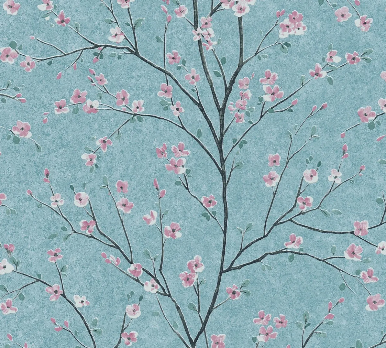 Behang Aziatische bloesem blauw