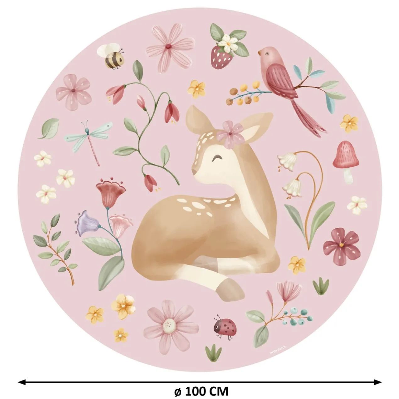 Behangcirkel Fairy Garden Ø100 cm roze