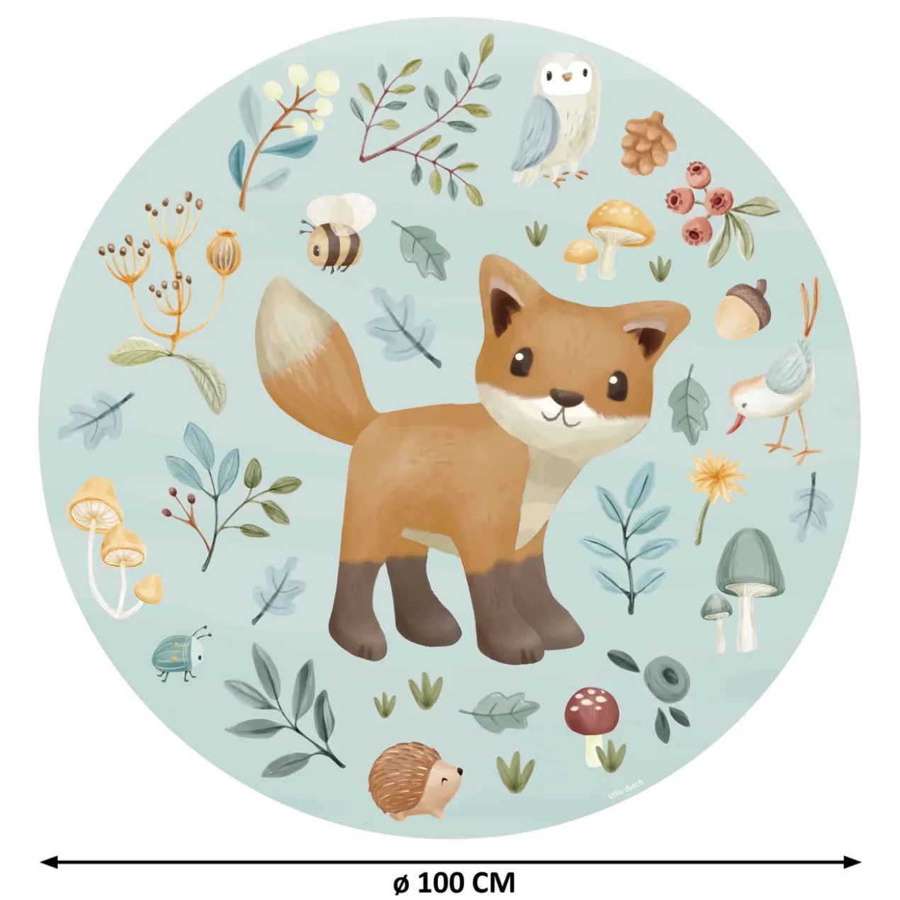 Behangcirkel Forest Friends blauw Ø100 cm