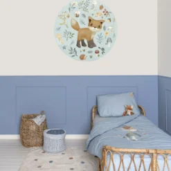 Behangcirkel Forest Friends blauw Ø100 cm