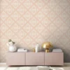 Behang met geometrische ornamenten in zachte kleuren – beige, crème, wit Retro behang met geometrische ornamenten in zachte kleuren – beige, crème, wit #1