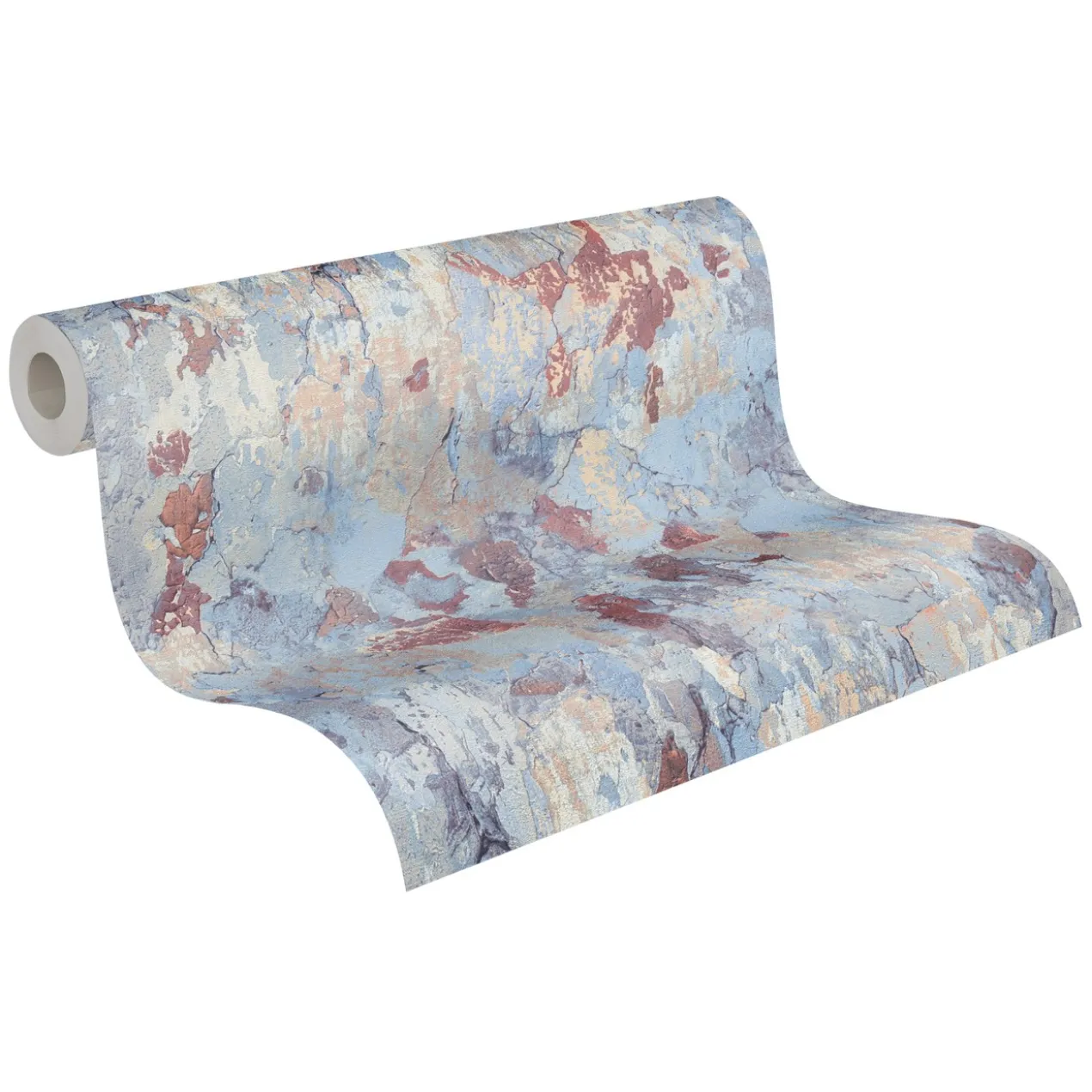 Behang Ruig betonlook blauw
