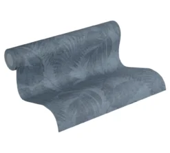 Behang Tropische bladeren blauw