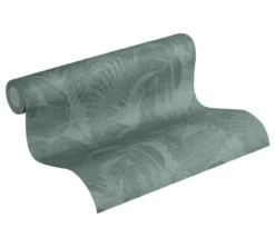 Behang Tropische bladeren groen/wit
