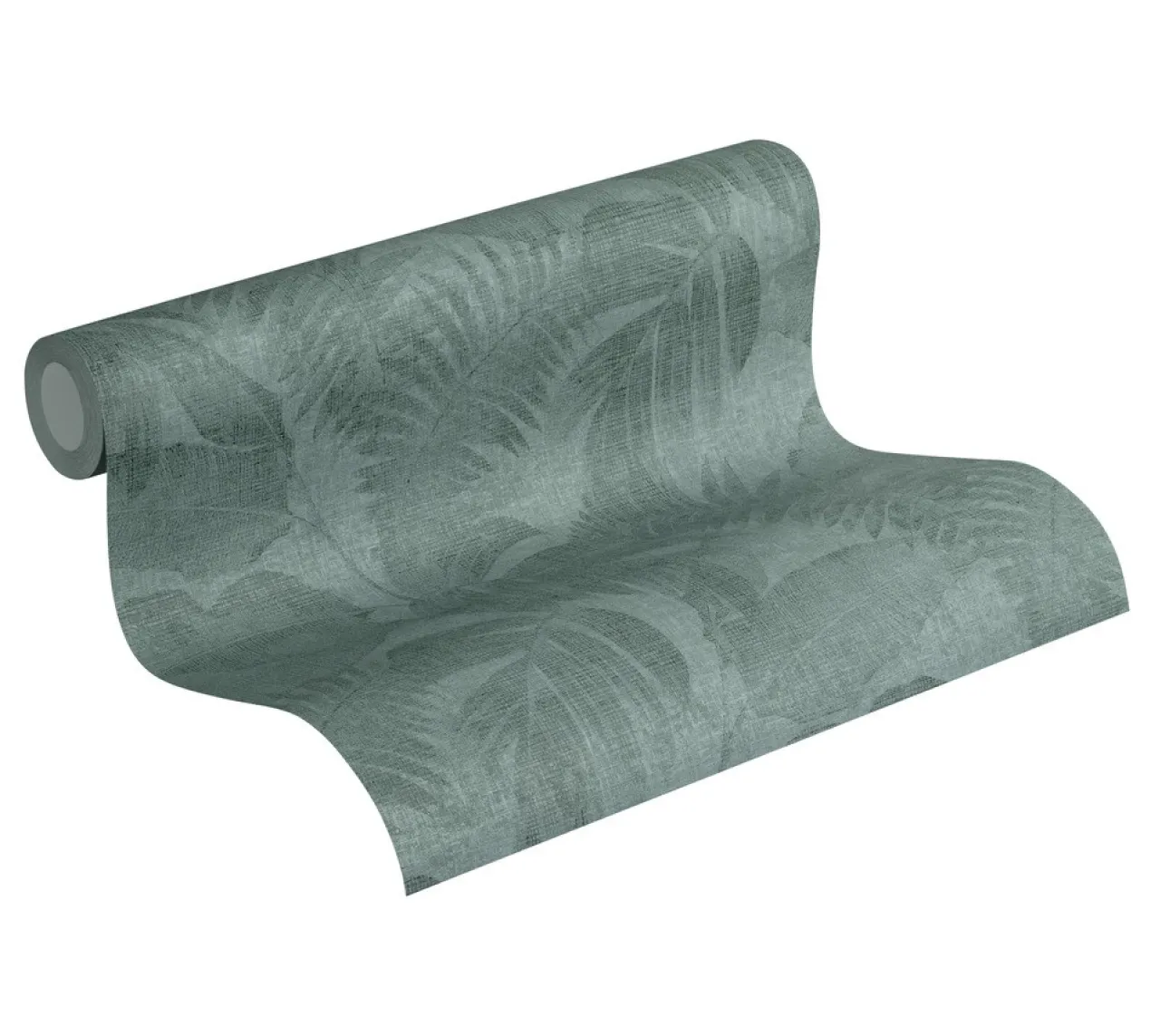 Behang Tropische bladeren groen/wit