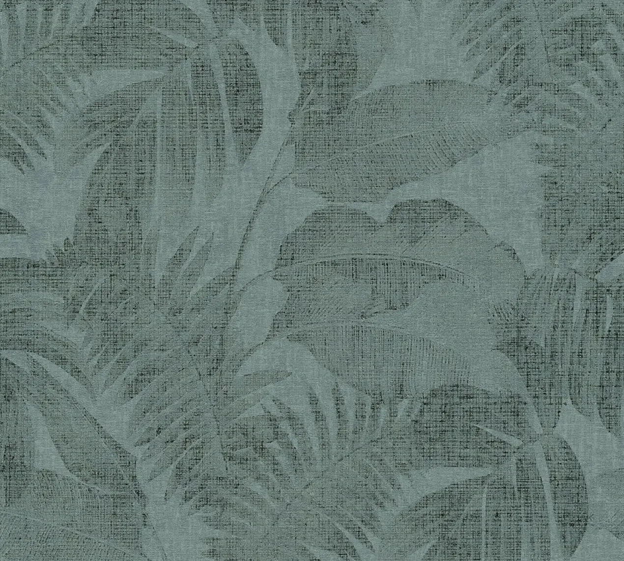Behang Tropische bladeren groen/wit
