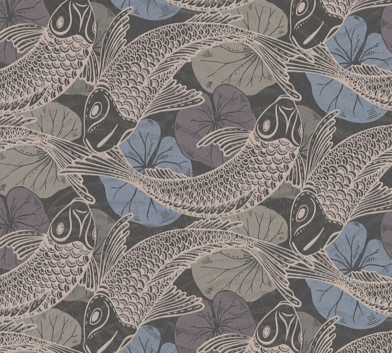 Behang Vissen blauw
