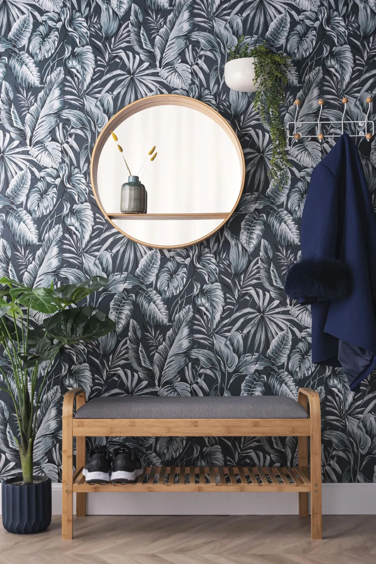 Bench Arch bamboo w. grey fabric