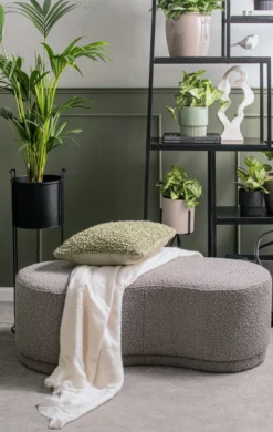 Bench Arch Double Shelf bamboo w. grey fabric
