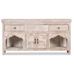 Bhanvad - Handgesneden Mangohouten Consoletafel