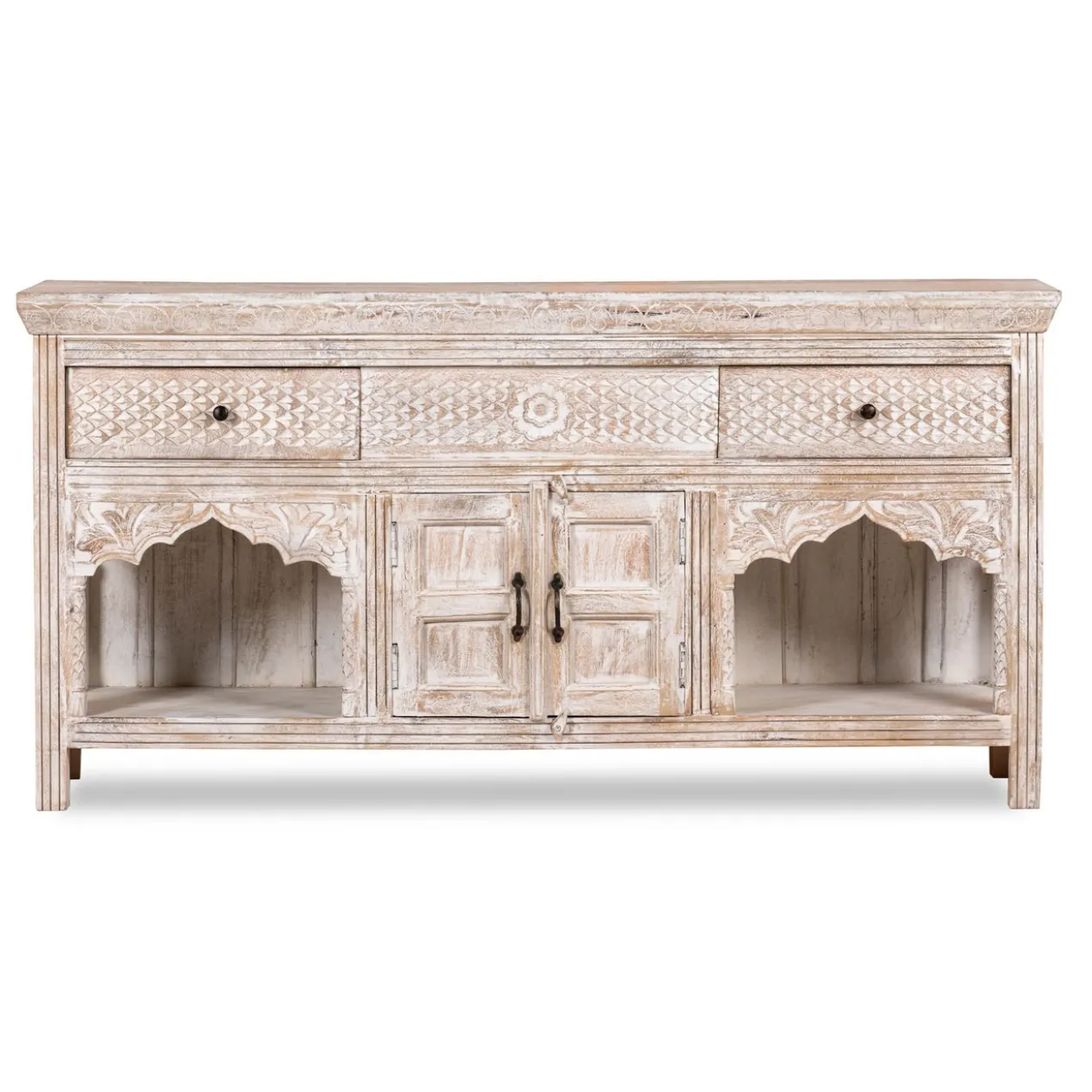 Bhanvad - Handgesneden Mangohouten Consoletafel