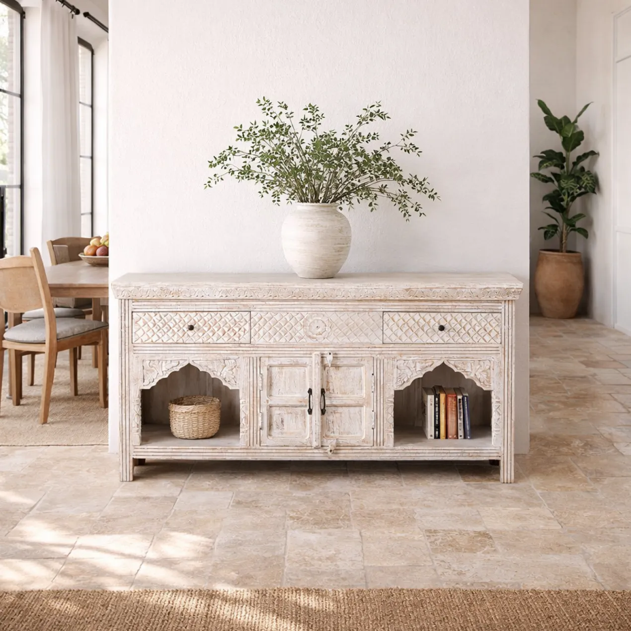 Bhanvad - Handgesneden Mangohouten Consoletafel