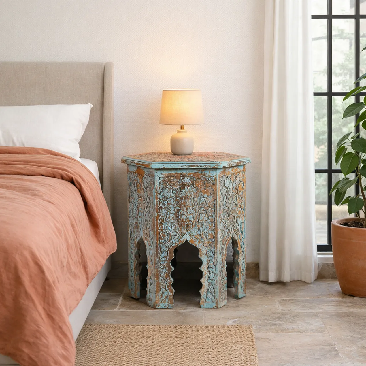 Bijzettafel Amreli Blue 53 cm