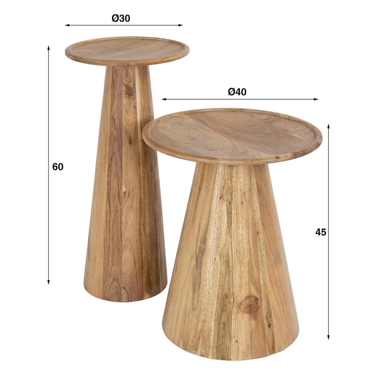 Bijzettafel Kegel - set van 2