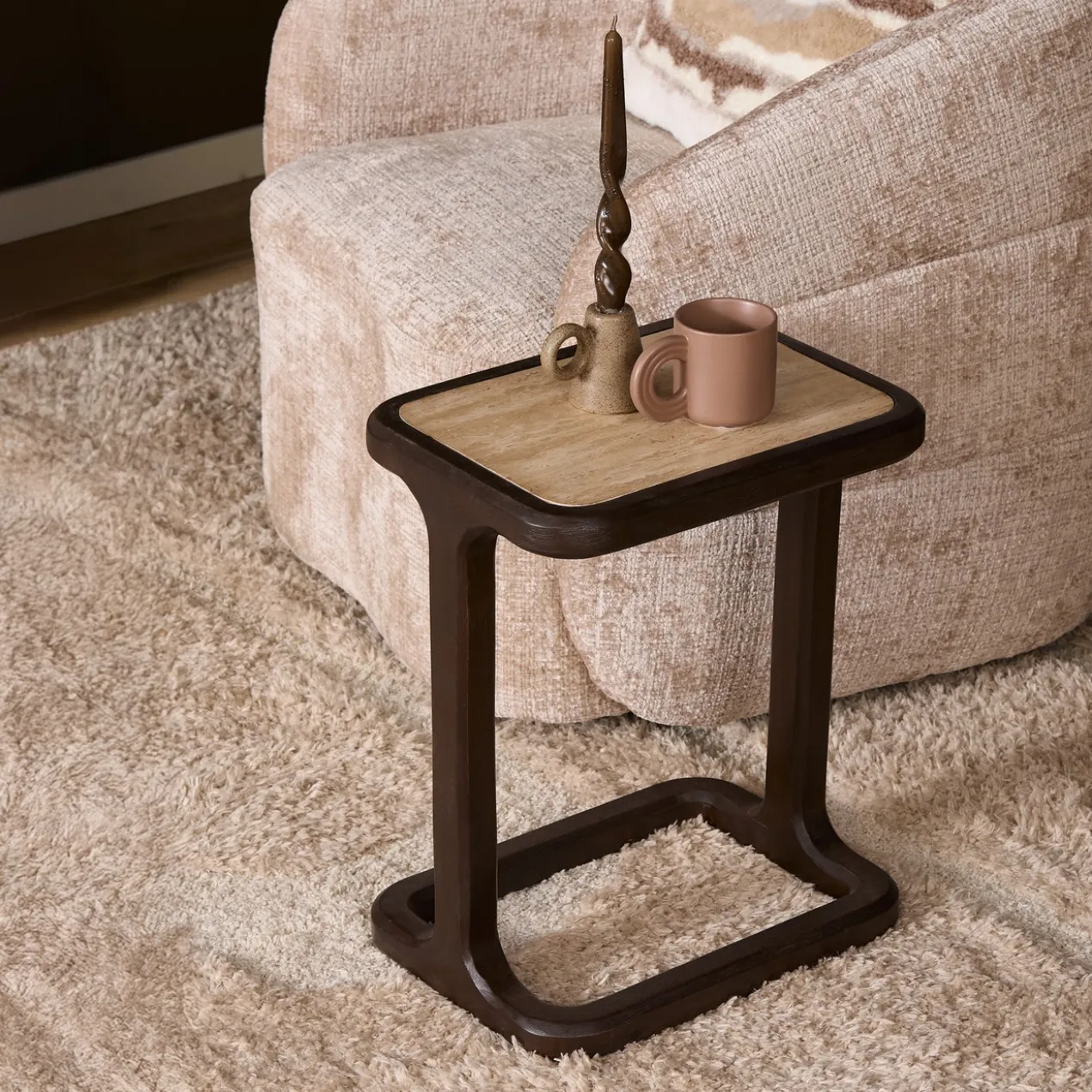 Bijzettafel Luno bruin H58 cm