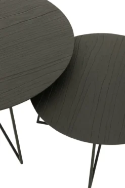 Bijzettafel Micah teakhout/metaal Zwart - set van 2
