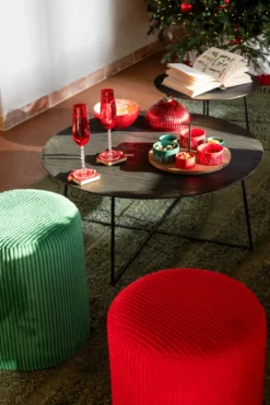 Bijzettafel Micah teakhout/metaal Zwart - set van 2