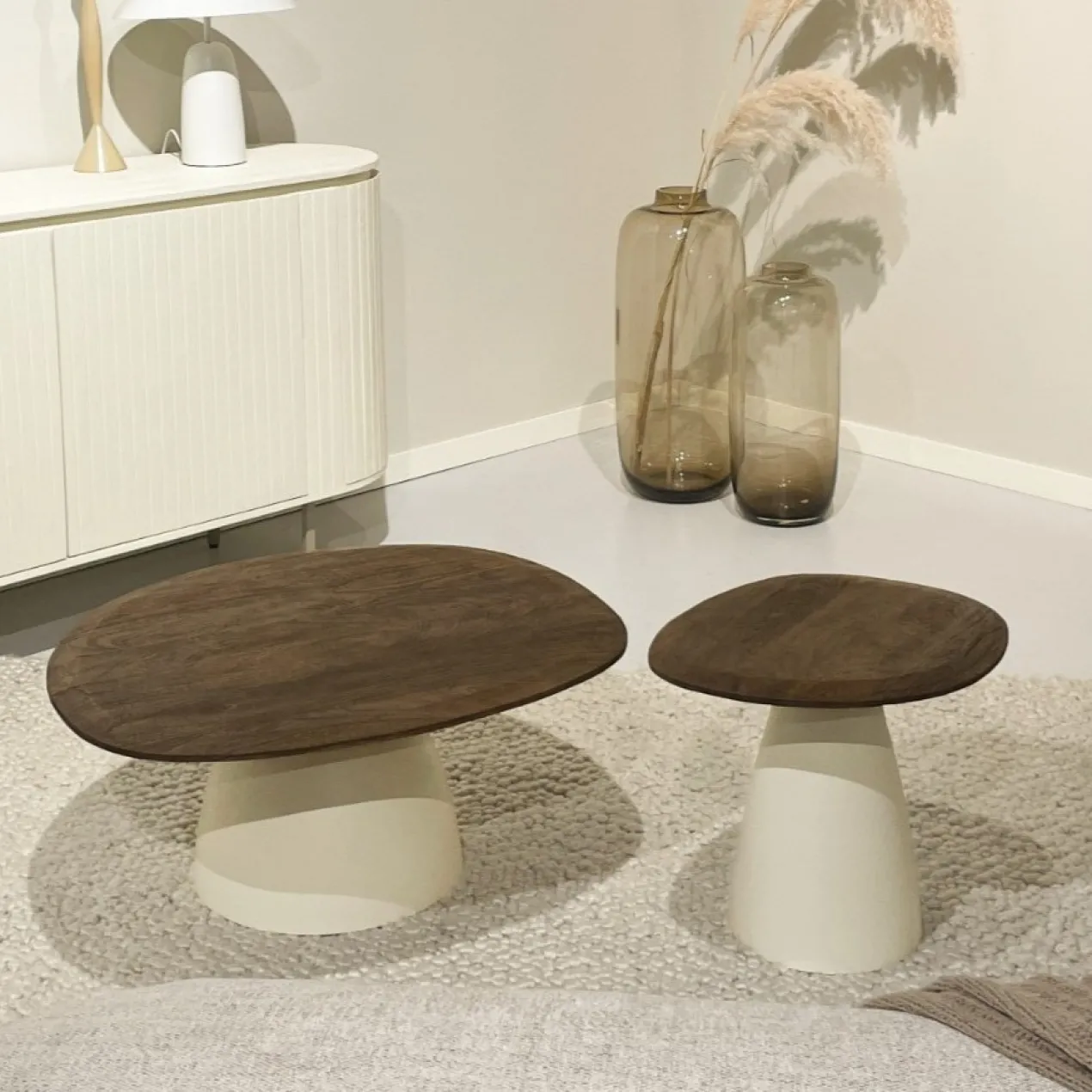 Bijzettafel Milan hout 50 cm beige