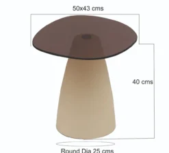 Bijzettafel Milan rookglas 50 cm beige