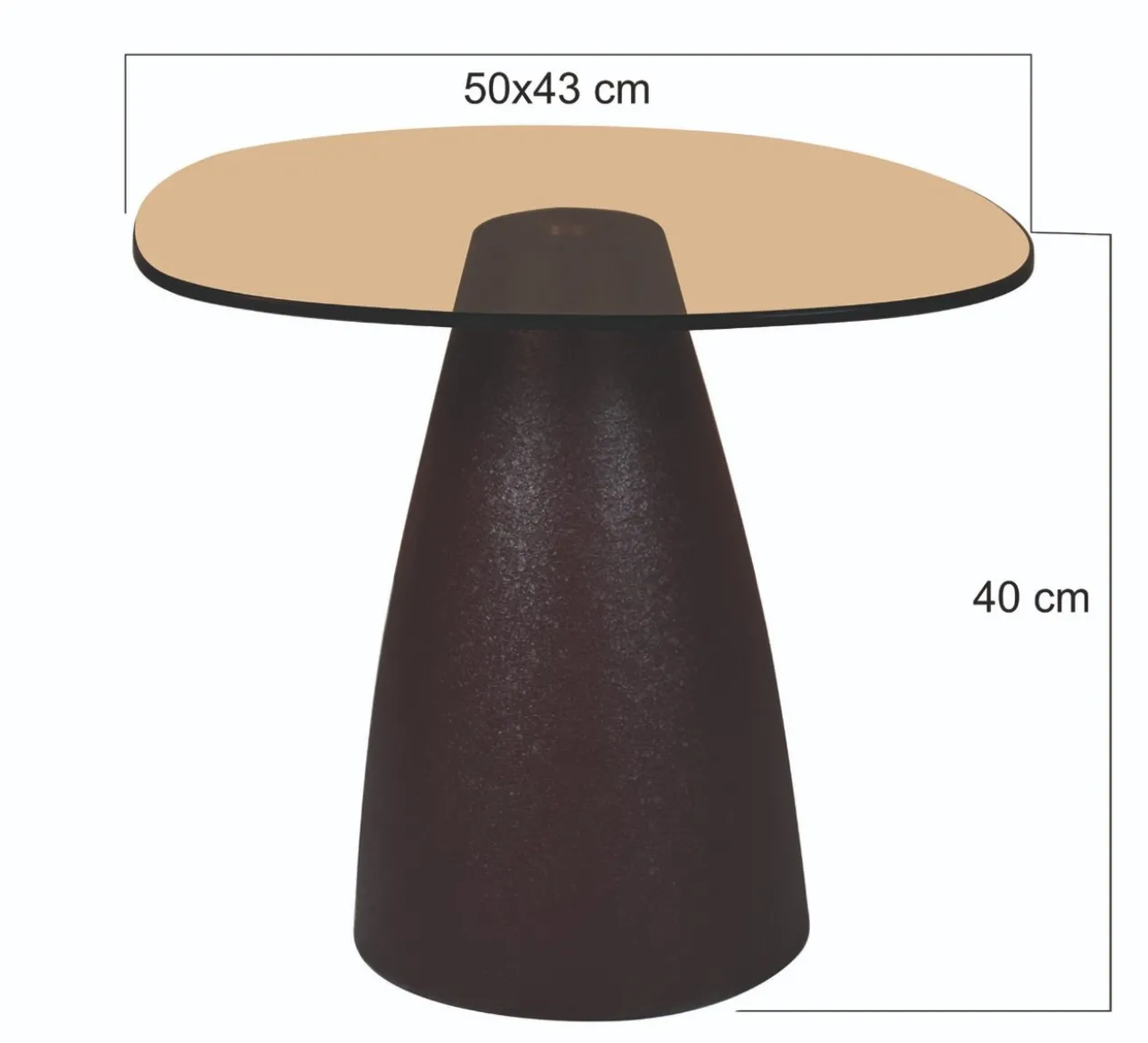 Bijzettafel Milan rookglas 50 cm bruin