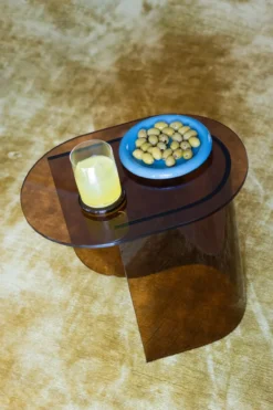 Bijzettafel Plateau glas amber