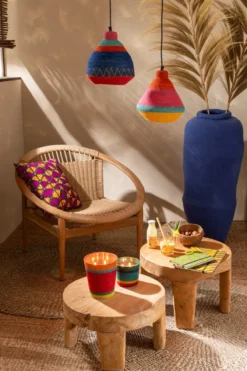 Bijzettafel Rond teakhout naturel - set van 2