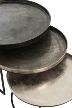 Bijzettafels Rond aluminium zwart/mix - Set van 3