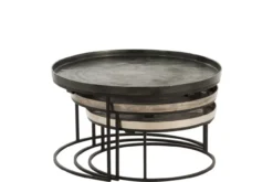 Bijzettafels Rond aluminium zwart/mix - Set van 3