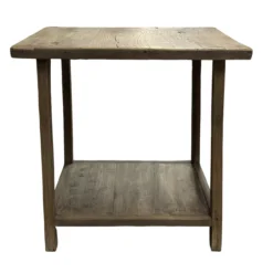 Bijzettafel vierkant met onder plank naturel