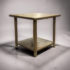 Bijzettafel vierkant met onder plank naturel