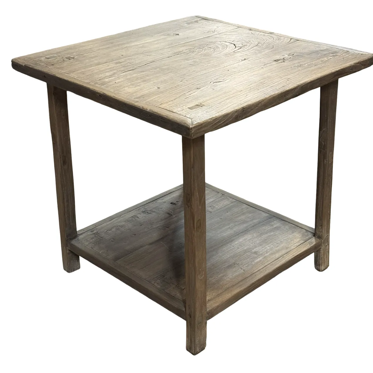 Bijzettafel vierkant met onder plank naturel