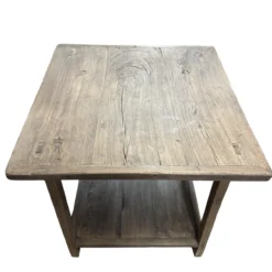 Bijzettafel vierkant met onder plank naturel