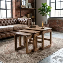 Bijzettafel Zoutelande naturel- set van 3