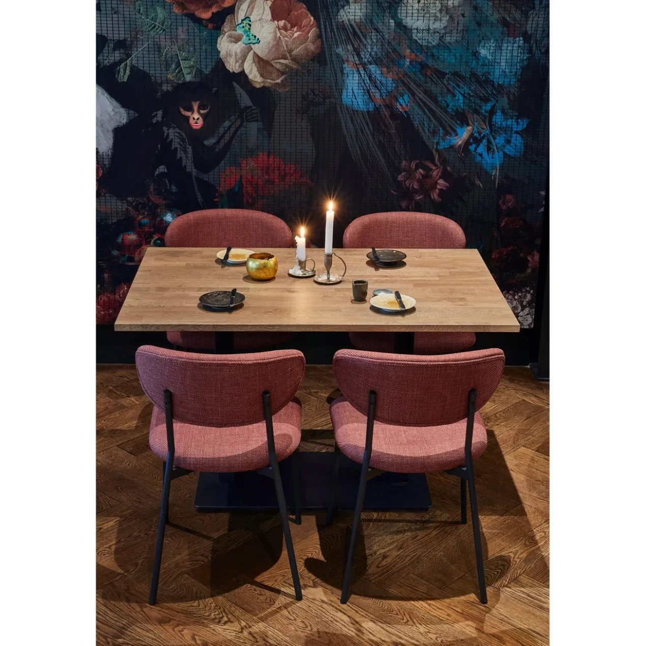 Bistro dubbele vierkante buisvoet metaal matzwart 72x80x40cm