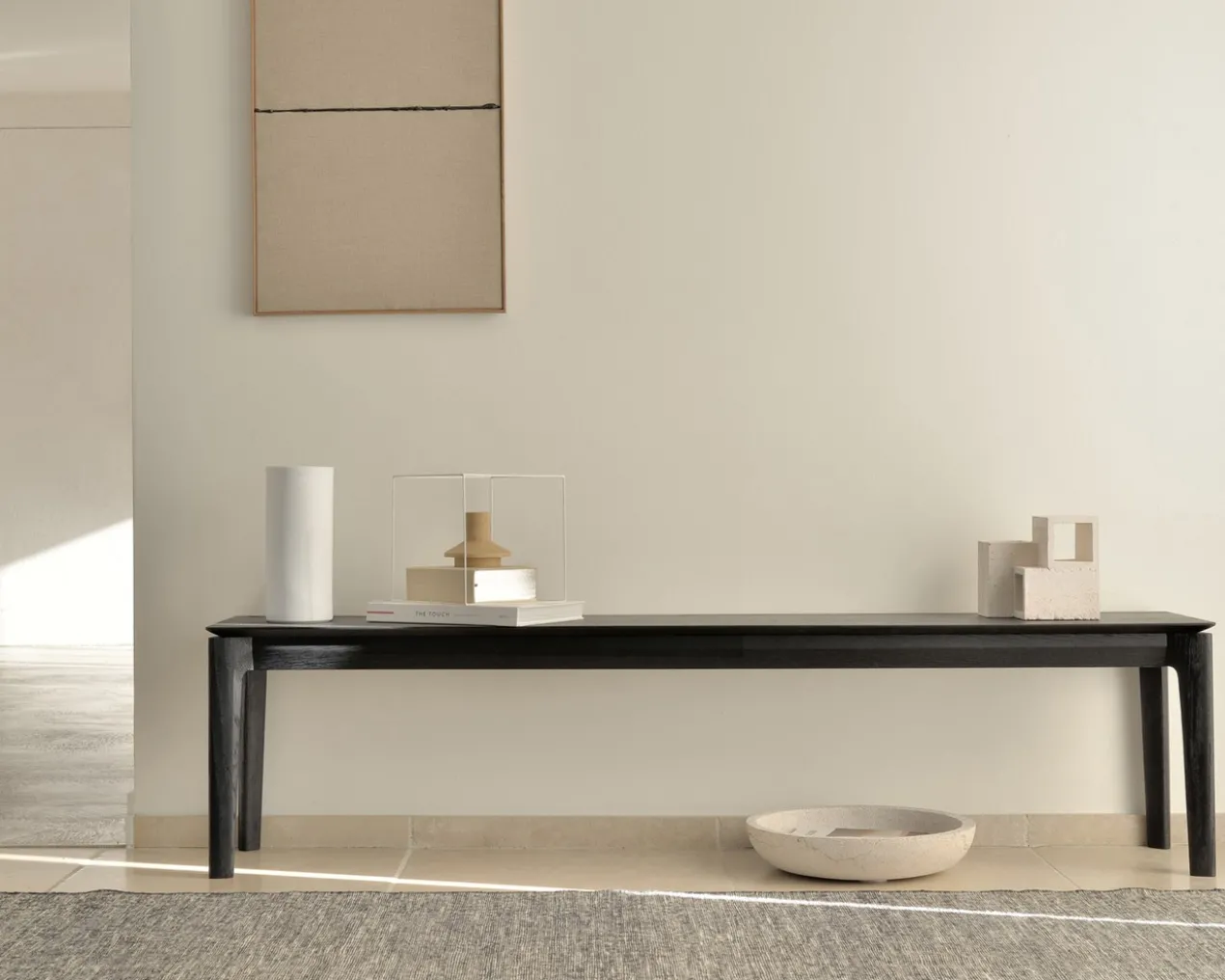 Bok bank - eiken zwart - 146cm