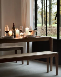 Bok bank - teak - 126cm - onbehandeld