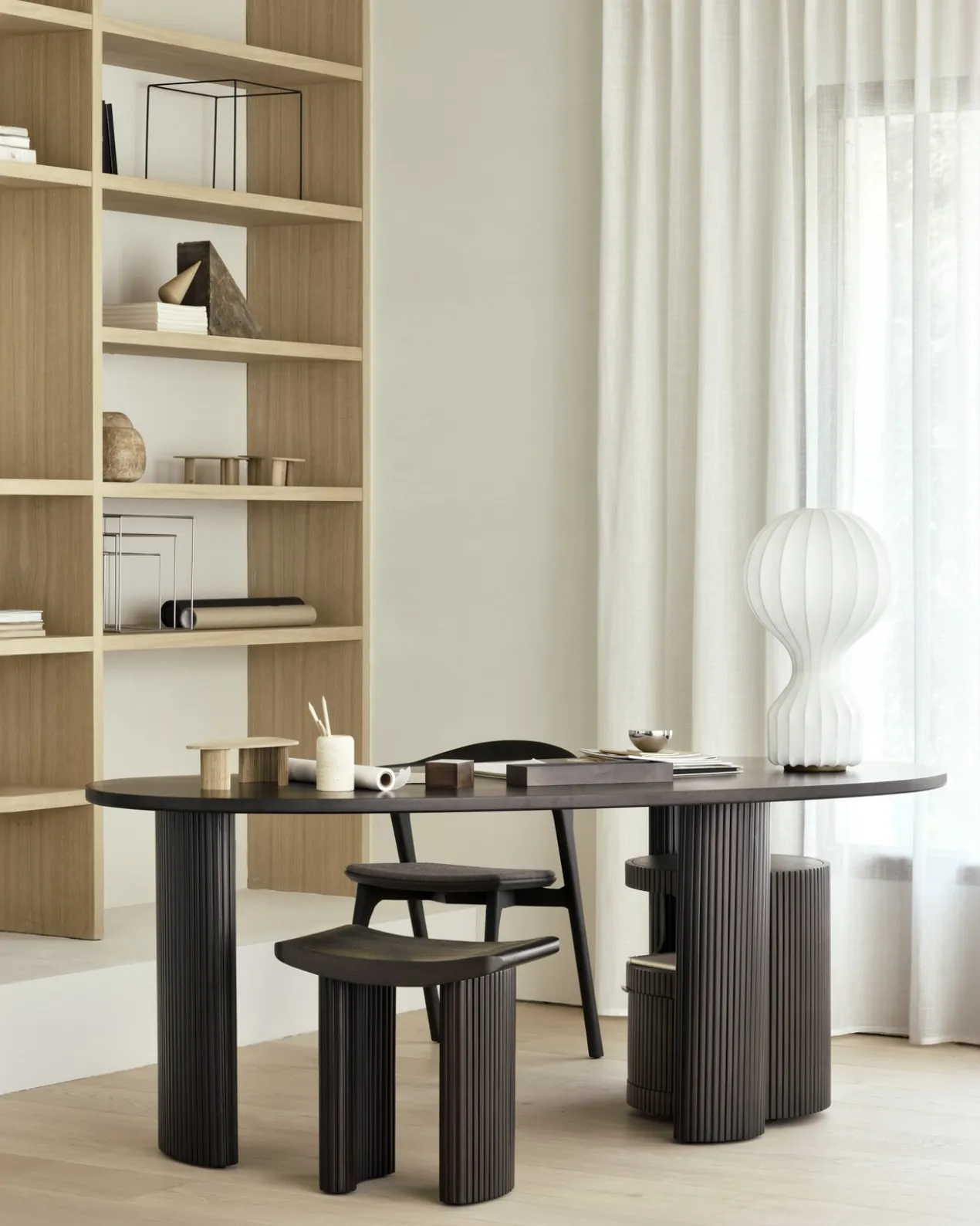 Bok stoel - bruin eiken - warm brown stof