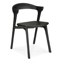 Bok stoel - eiken zwart - zwart leer