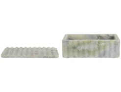 Bowl rectangle with lid marble himalayan green