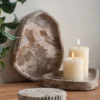 Bowl with lid marble brown