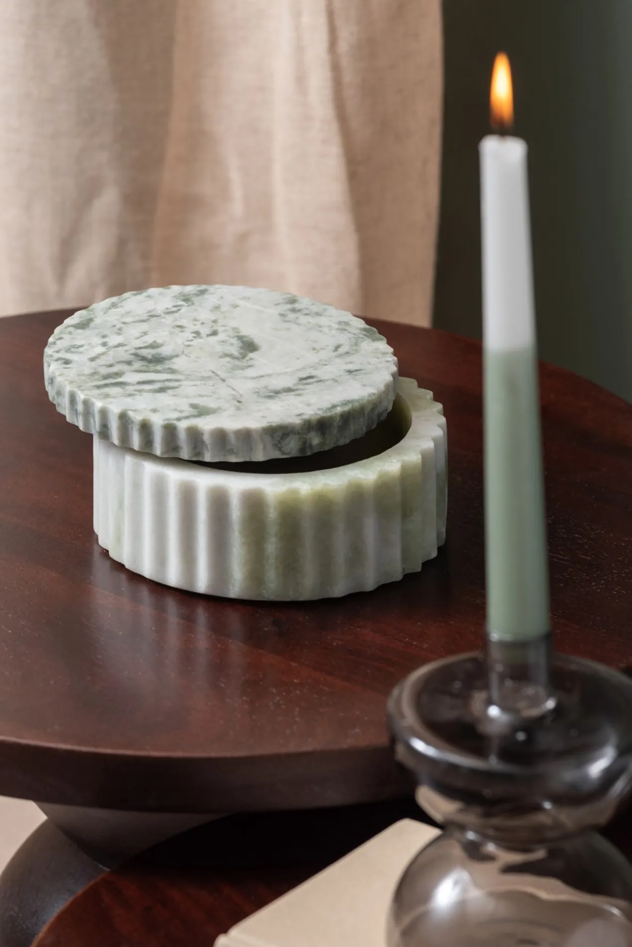 Bowl with lid marble himalayan green