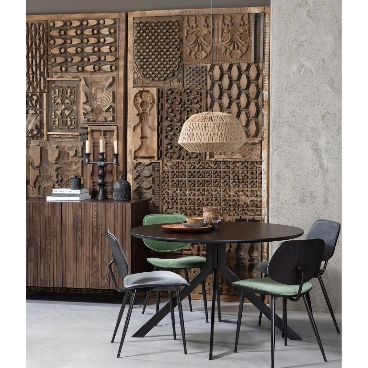 Bruno eettafel rond mdf zwart o120 cm