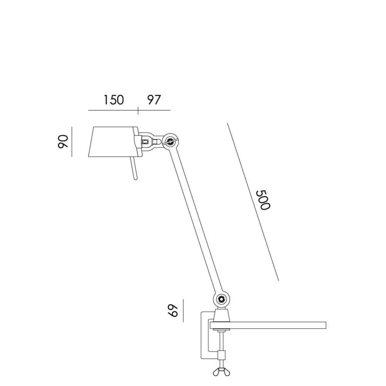 Bureaulamp Bolt met klem 1 arm ash grey