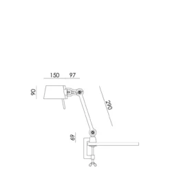 Bureaulamp Bolt met klem small 1 arm klein lightning white