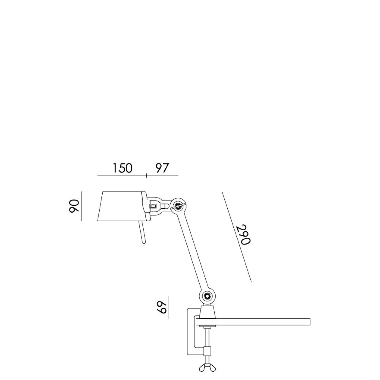 Bureaulamp Bolt met klem small 1 arm klein lightning white