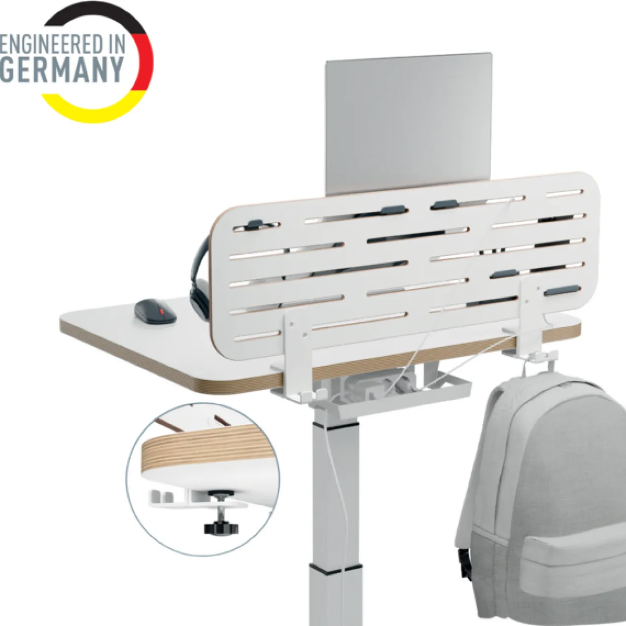 Bureau Ophangbord met laptophouder 80x25 cm wit
