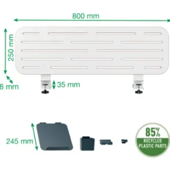Bureau Ophangbord met laptophouder 80x25 cm wit