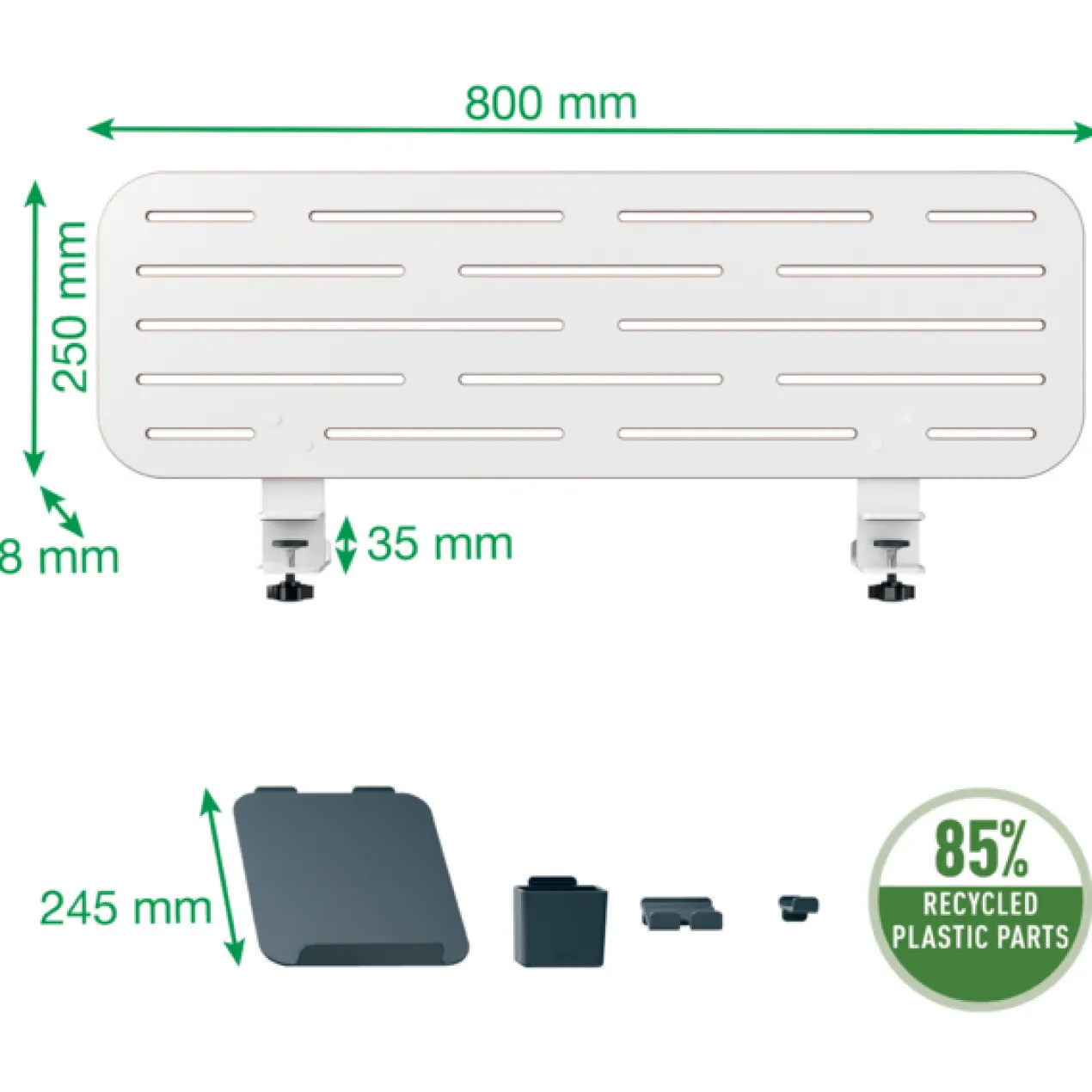 Bureau Ophangbord met laptophouder 80x25 cm wit