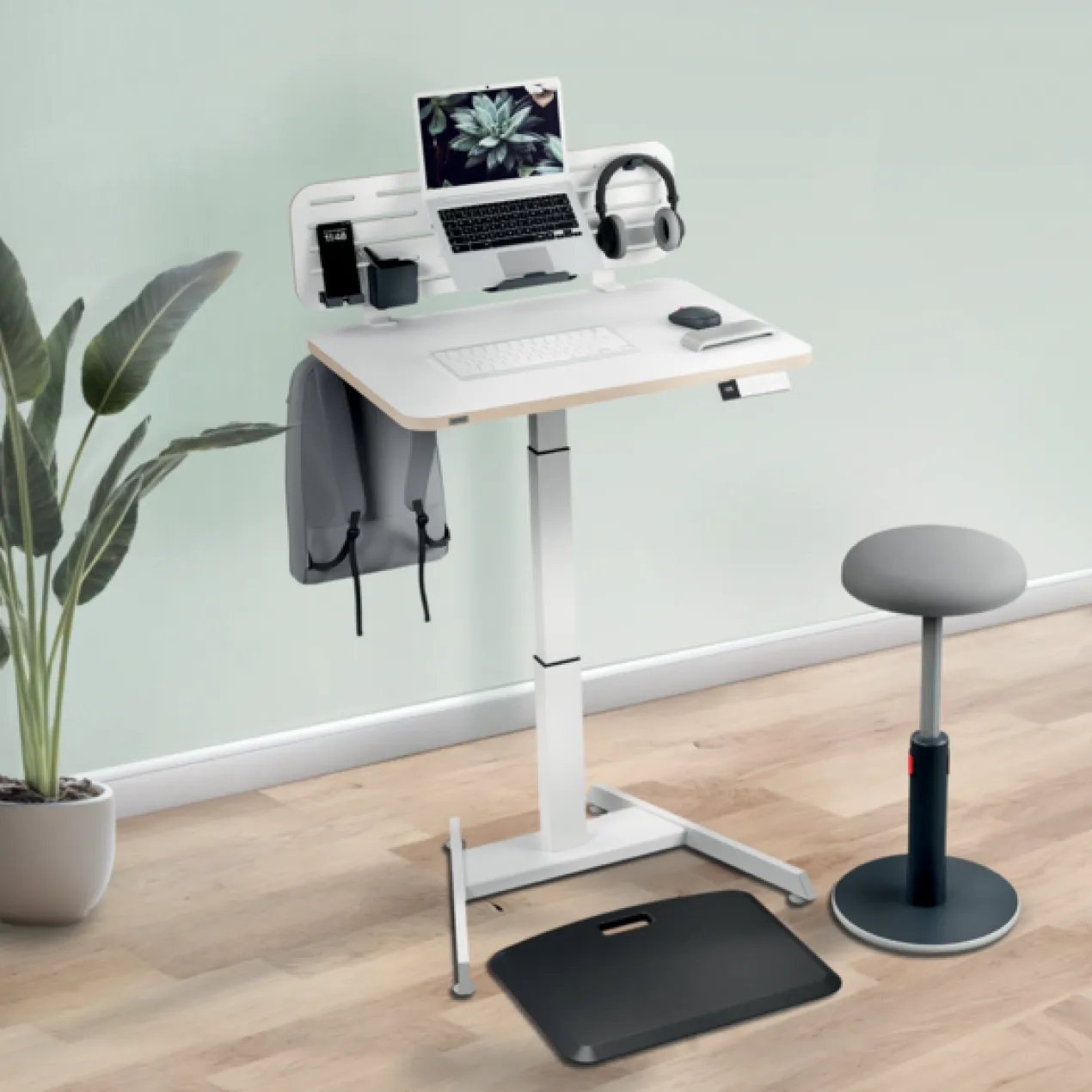 Bureau Ophangbord met laptophouder 80x25 cm wit